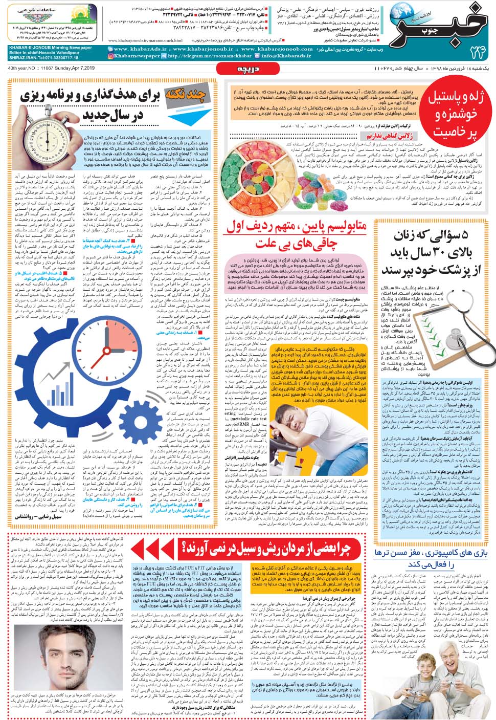 مشاهده صفحه ۲۴ روزنامه خبرجنوب تاریخ ۱۸  سال ۱۳۹۸