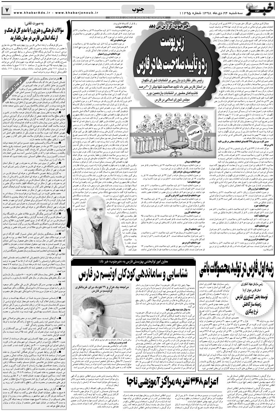 مشاهده صفحه ۷ روزنامه خبرجنوب تاریخ ۲۴ دی سال ۱۳۹۸