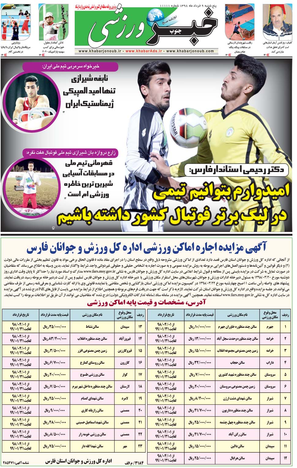 مشاهده صفحه ۹ روزنامه خبرجنوب تاریخ ۹  سال ۱۳۹۸