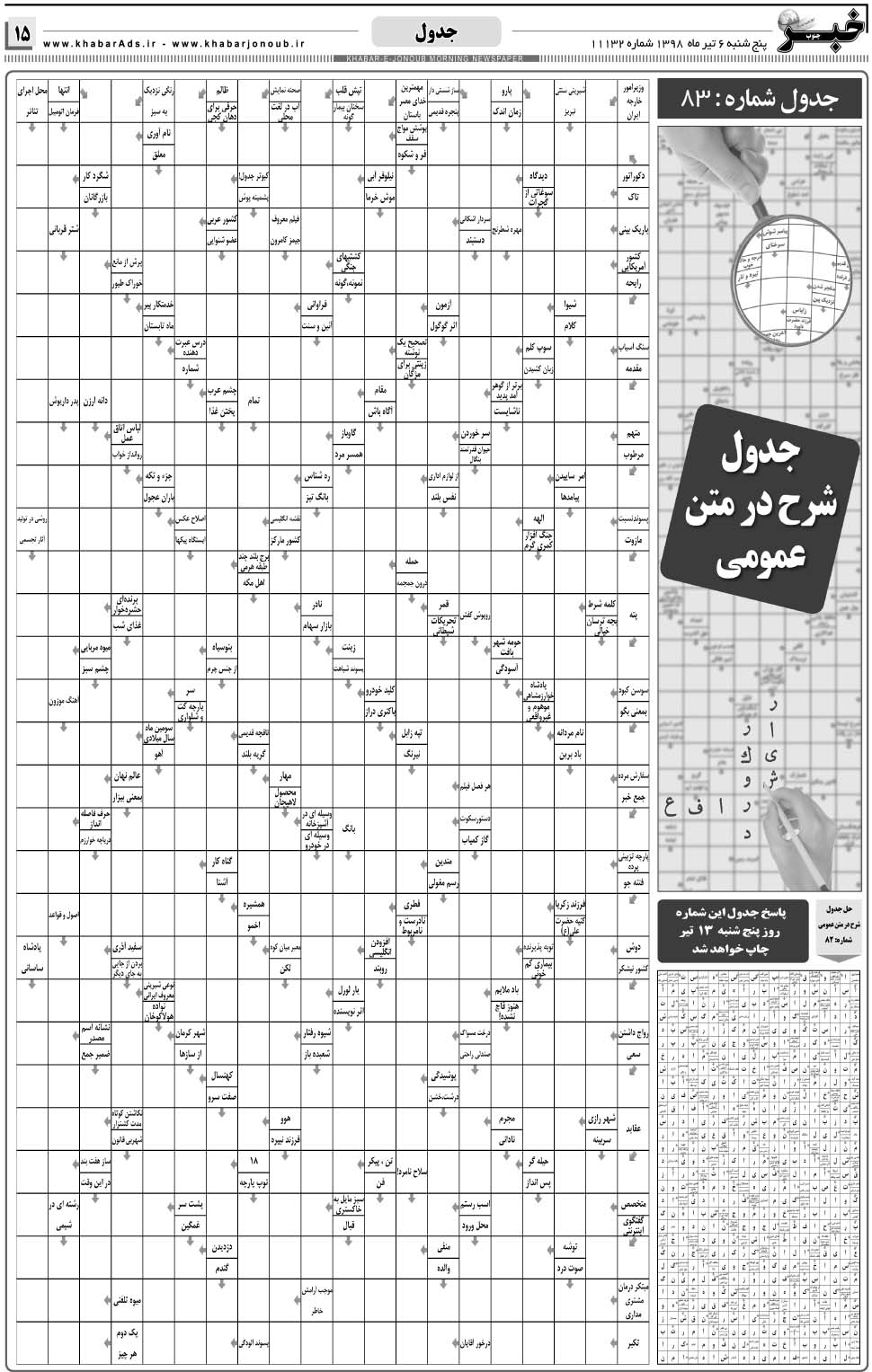 مشاهده صفحه ۱۵ روزنامه خبرجنوب تاریخ ۶  سال ۱۳۹۸