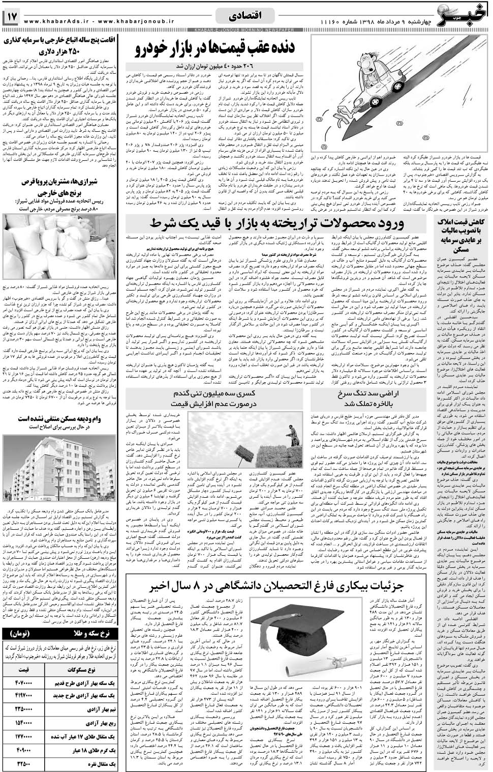 مشاهده صفحه ۱۷ روزنامه خبرجنوب تاریخ ۹  سال ۱۳۹۸