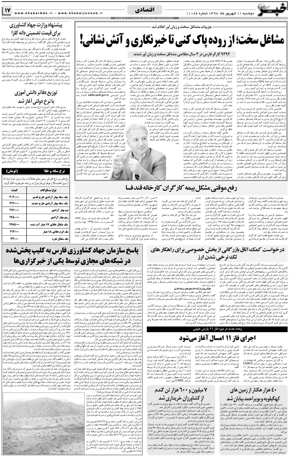 مشاهده صفحه ۱۷ روزنامه خبرجنوب تاریخ ۱۱  سال ۱۳۹۸