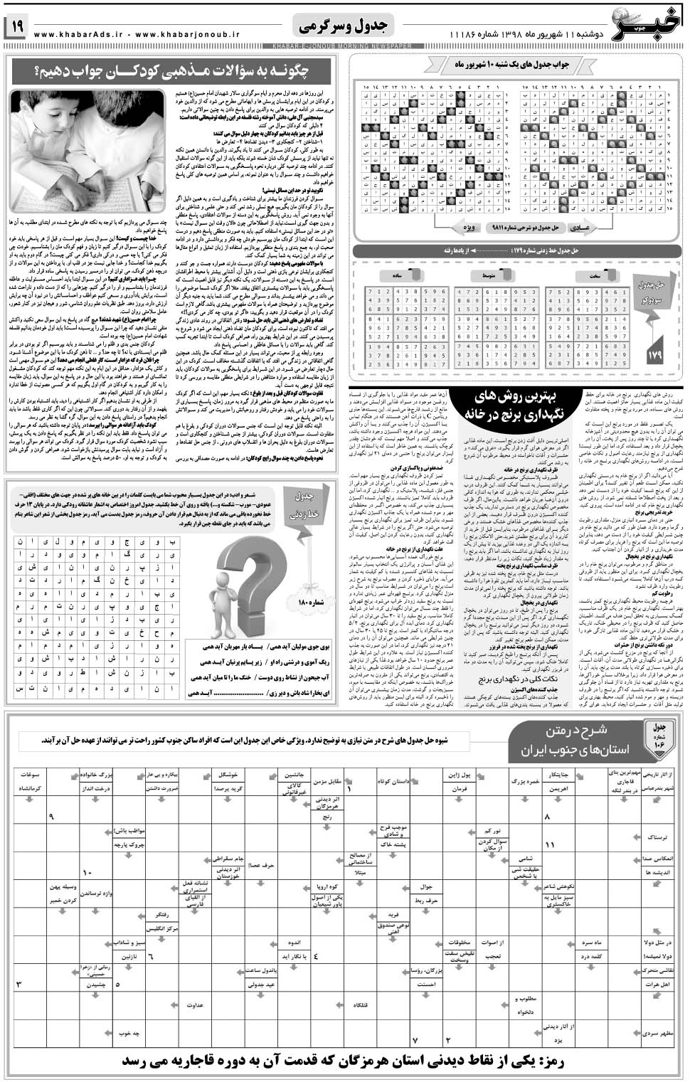 مشاهده صفحه ۱۹ روزنامه خبرجنوب تاریخ ۱۱  سال ۱۳۹۸