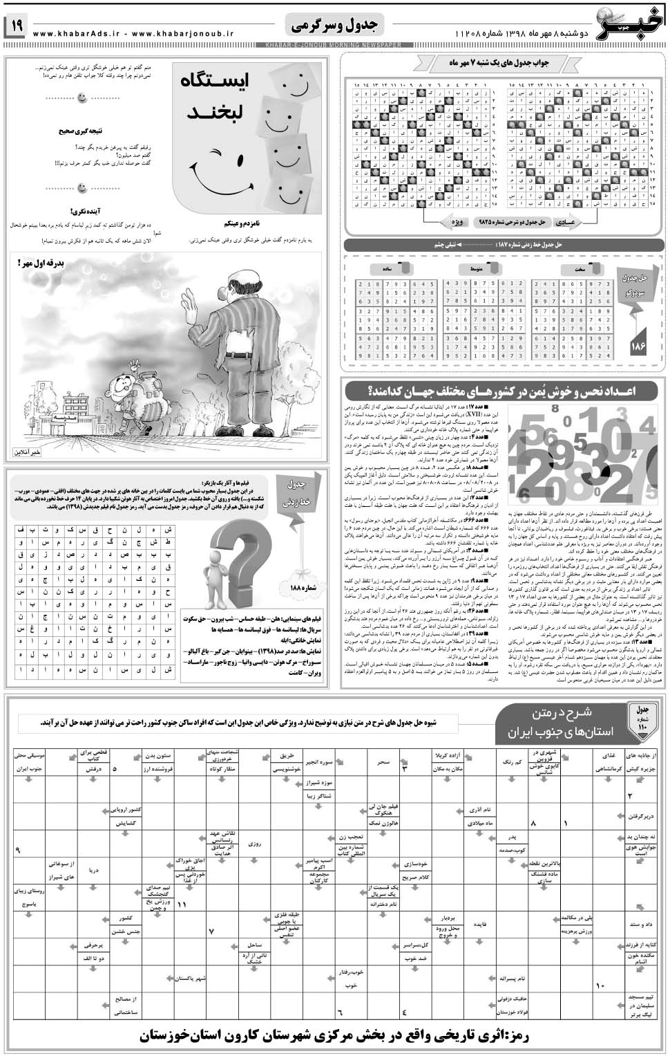 مشاهده صفحه ۱۹ روزنامه خبرجنوب تاریخ ۸  سال ۱۳۹۸