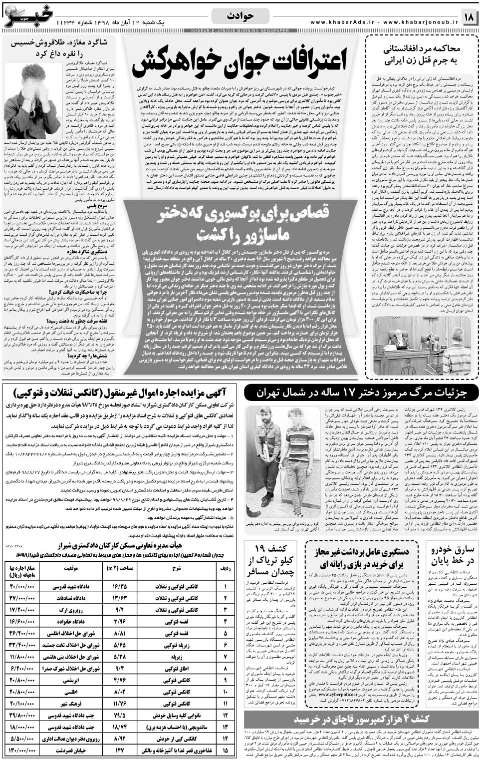 مشاهده صفحه ۱۸ روزنامه خبرجنوب تاریخ ۱۲  سال ۱۳۹۸