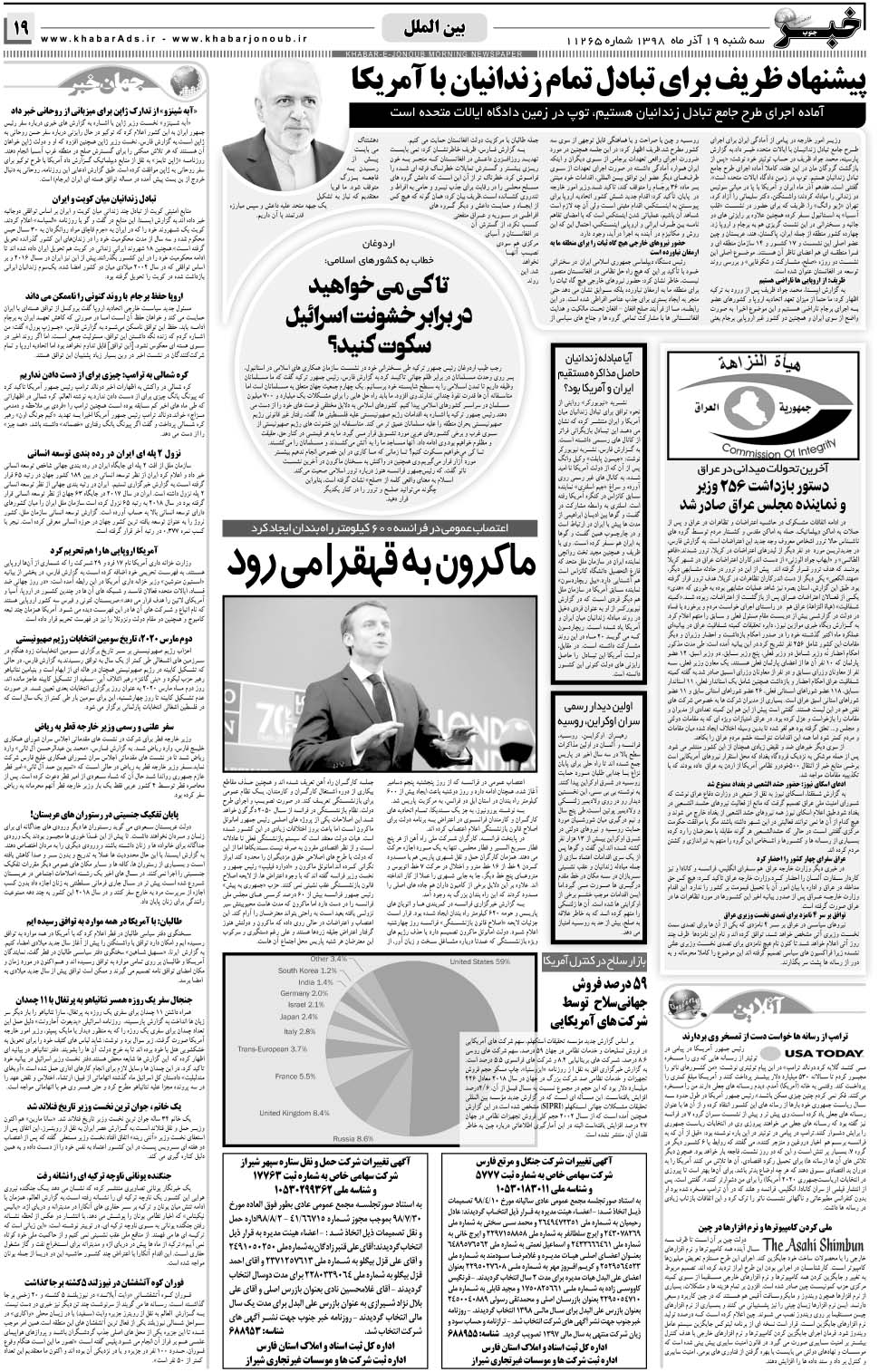 مشاهده صفحه ۱۹ روزنامه خبرجنوب تاریخ ۱۹  سال ۱۳۹۸
