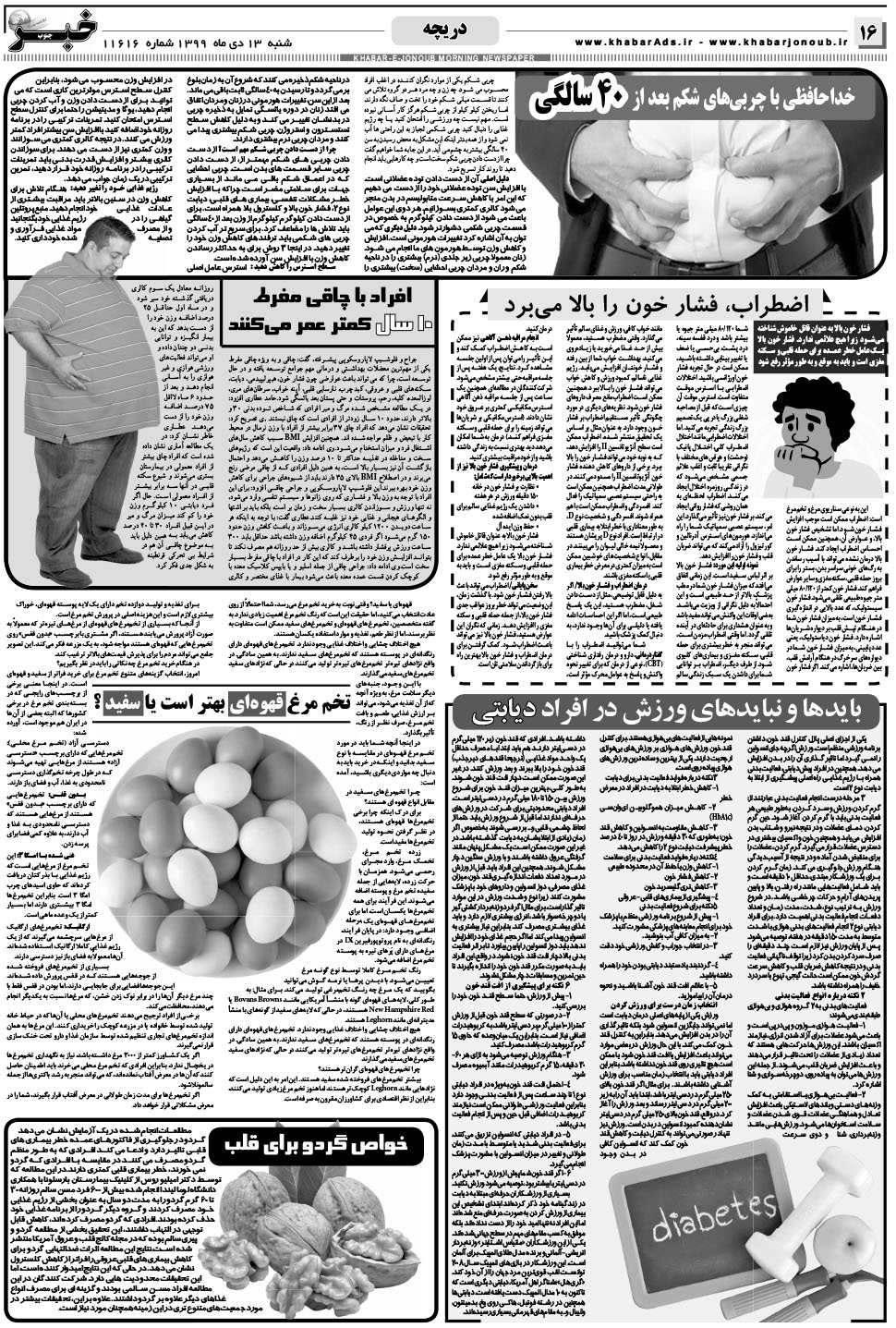 مشاهده صفحه ۱۶ روزنامه خبرجنوب تاریخ ۱۳ دی سال ۱۳۹۹