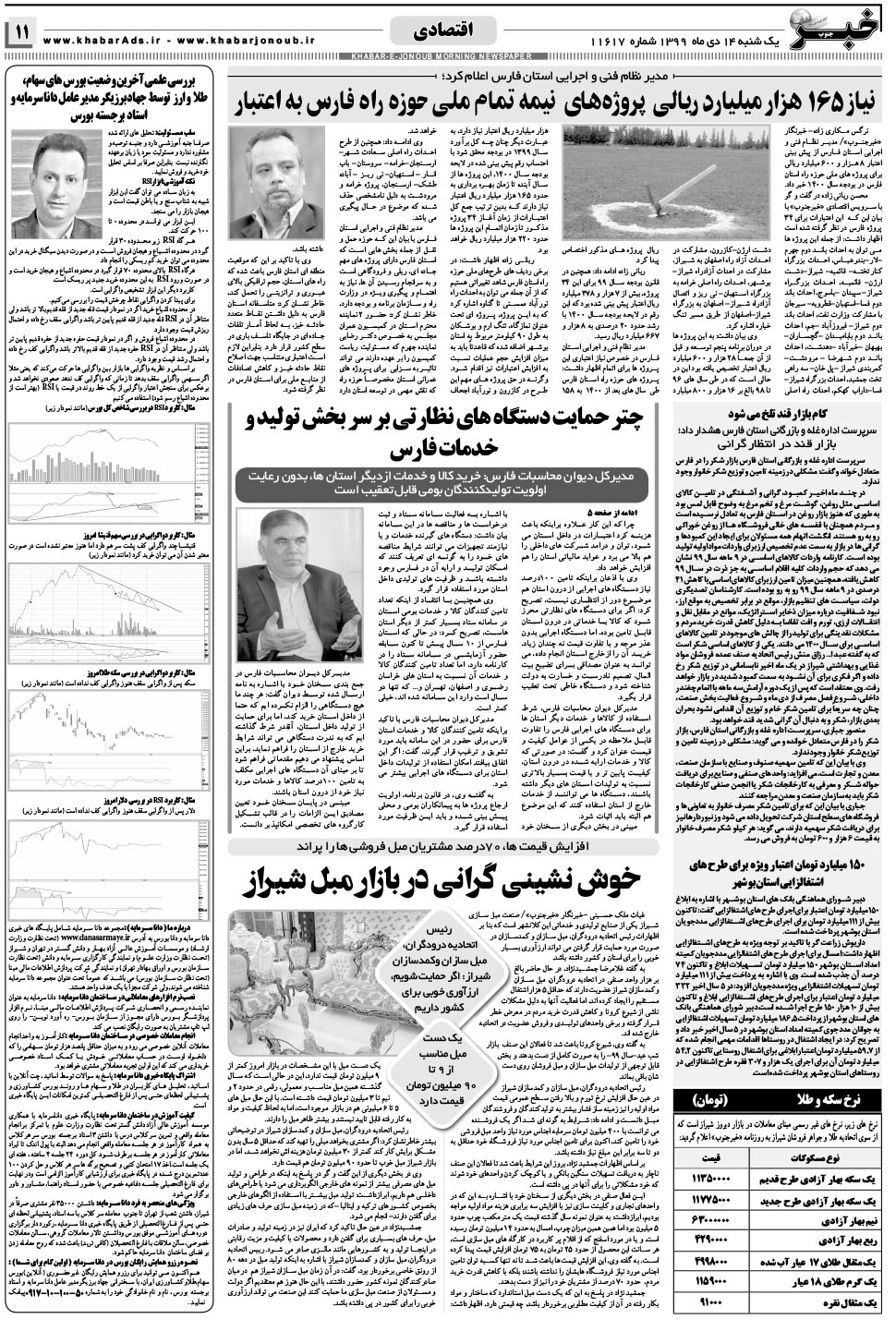 مشاهده صفحه ۱۱ روزنامه خبرجنوب تاریخ ۱۴ دی سال ۱۳۹۹