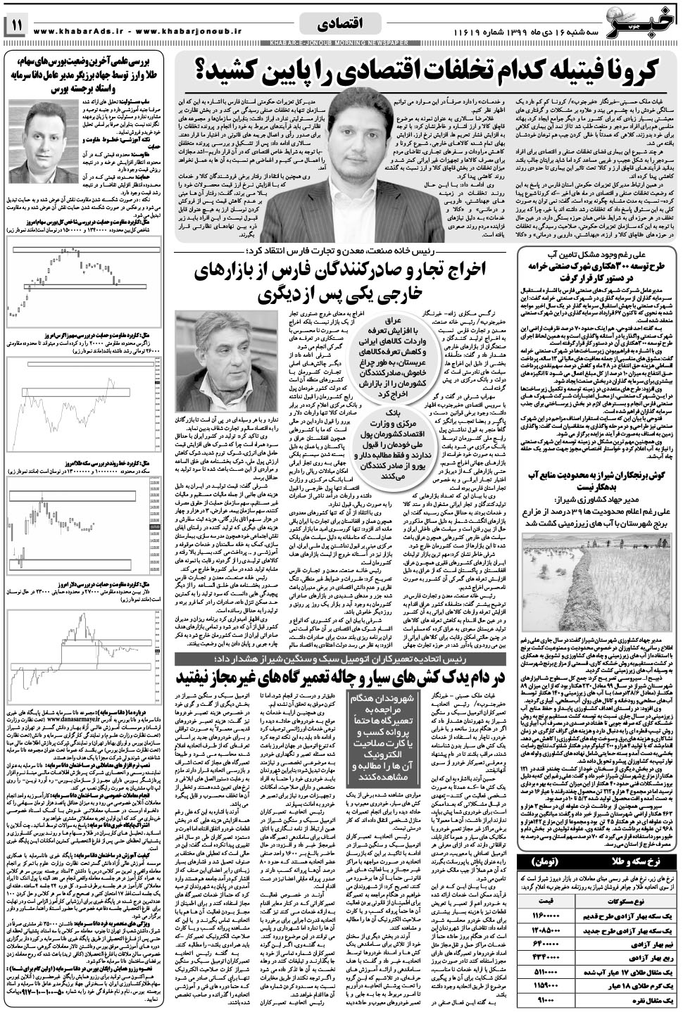 مشاهده صفحه ۱۱ روزنامه خبرجنوب تاریخ ۱۶ دی سال ۱۳۹۹