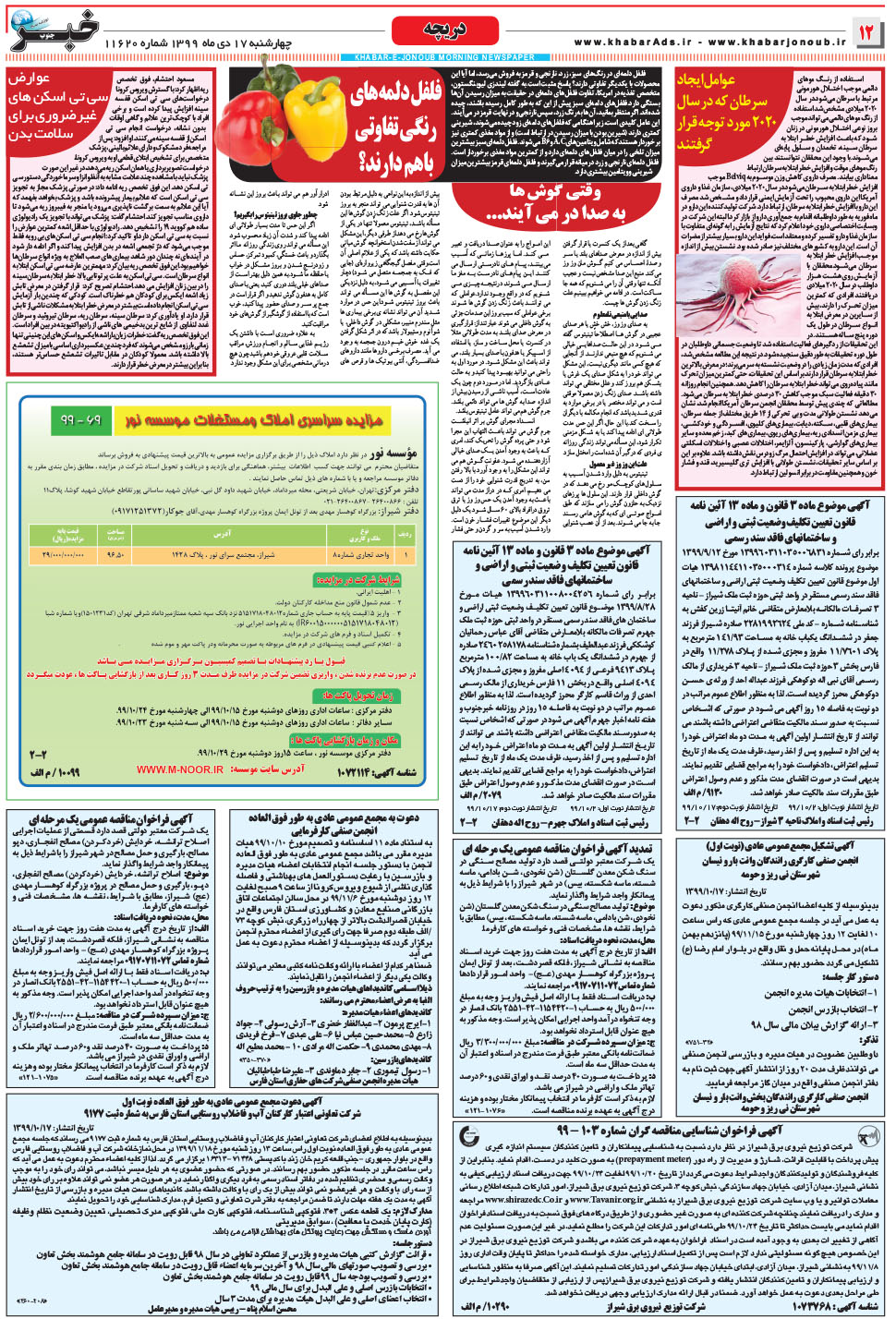 مشاهده صفحه ۱۲ روزنامه خبرجنوب تاریخ ۱۷ دی سال ۱۳۹۹