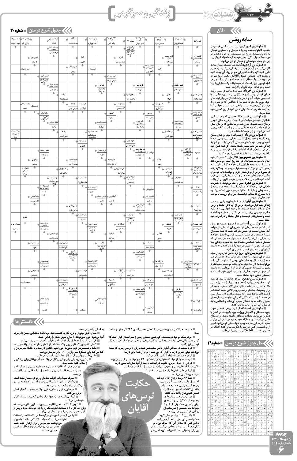 مشاهده صفحه ۶ روزنامه خبرجنوب تاریخ ۵ دی سال ۱۳۹۹