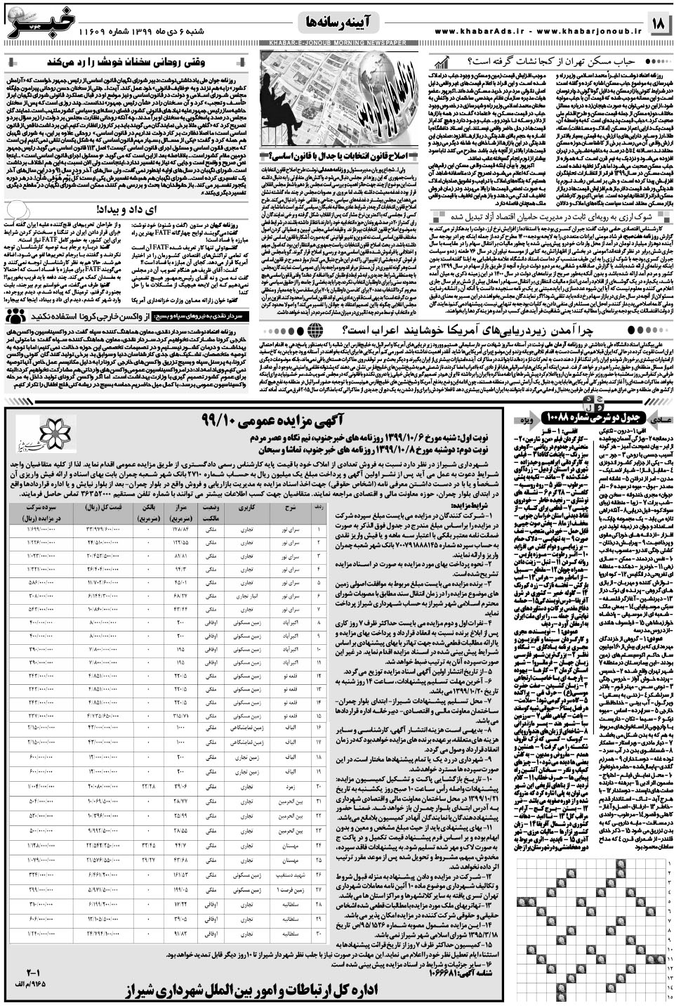 مشاهده صفحه ۱۸ روزنامه خبرجنوب تاریخ ۶ دی سال ۱۳۹۹