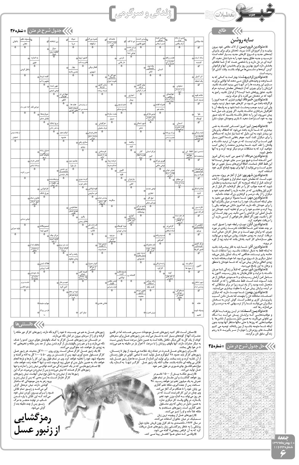 مشاهده صفحه ۶ روزنامه خبرجنوب تاریخ ۱۰ بهمن سال ۱۳۹۹
