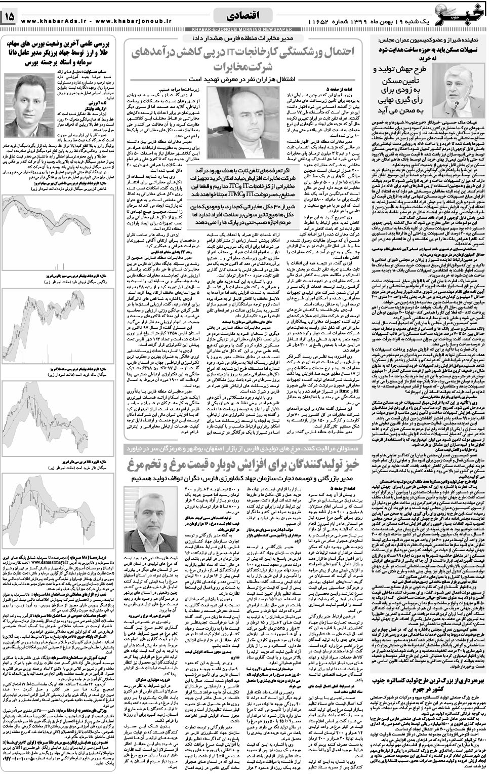 مشاهده صفحه ۱۵ روزنامه خبرجنوب تاریخ ۱۹ بهمن سال ۱۳۹۹