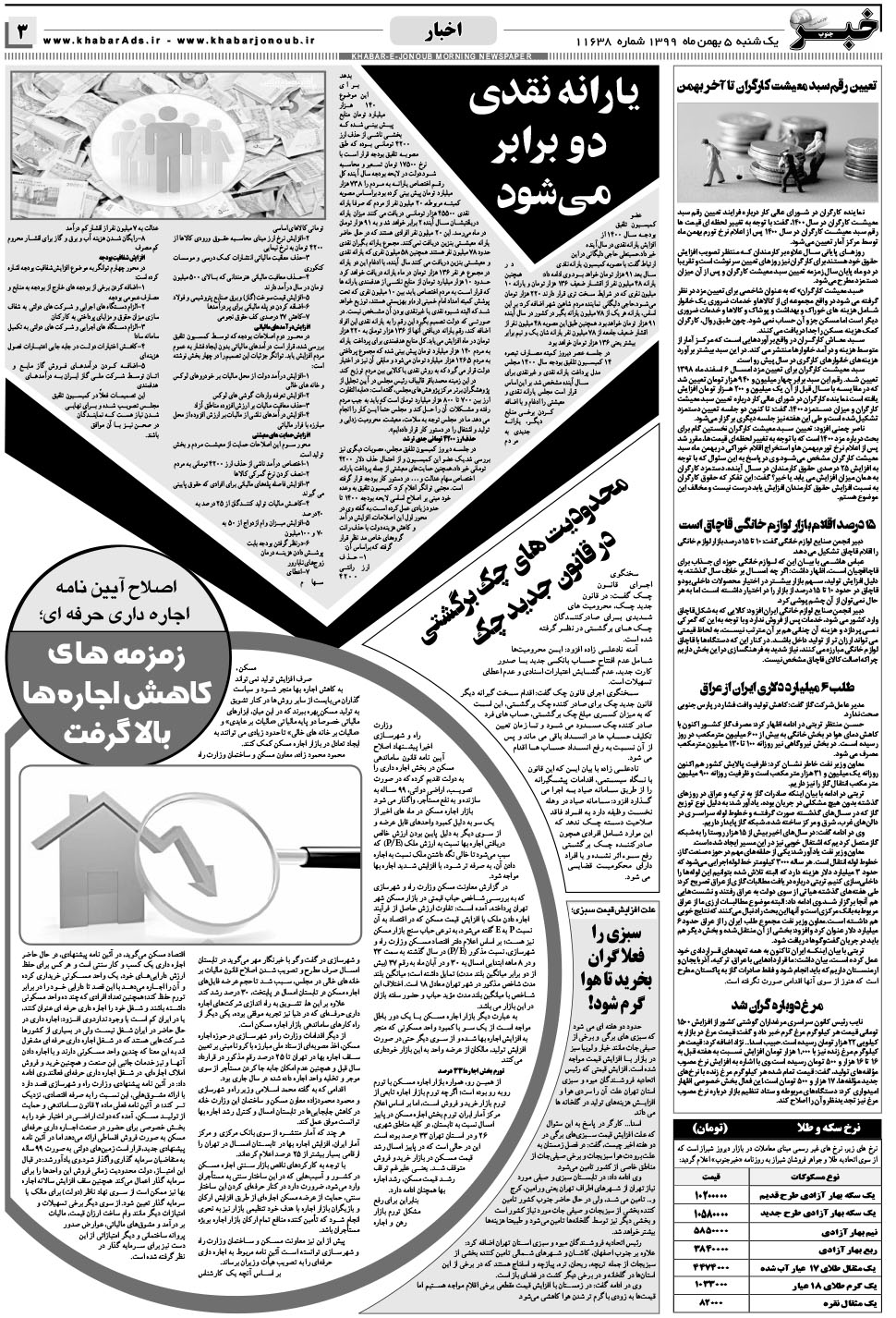 مشاهده صفحه ۳ روزنامه خبرجنوب تاریخ ۵ بهمن سال ۱۳۹۹