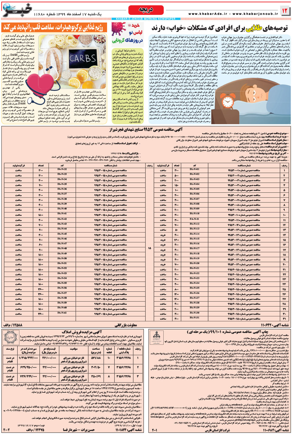مشاهده صفحه ۱۲ روزنامه خبرجنوب تاریخ ۱۷ اسفند سال ۱۳۹۹