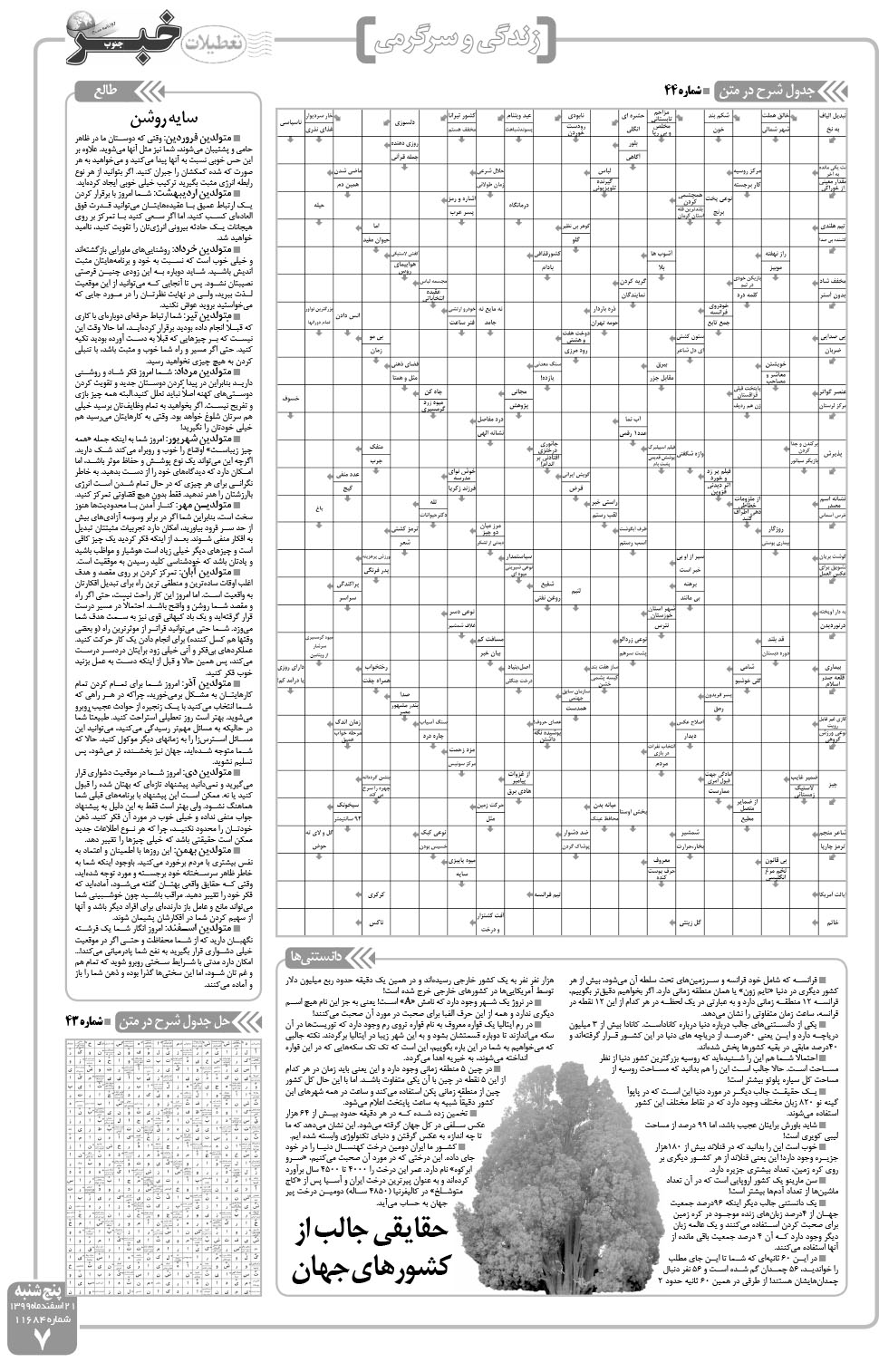 مشاهده صفحه ۷ روزنامه خبرجنوب تاریخ ۲۱ اسفند سال ۱۳۹۹