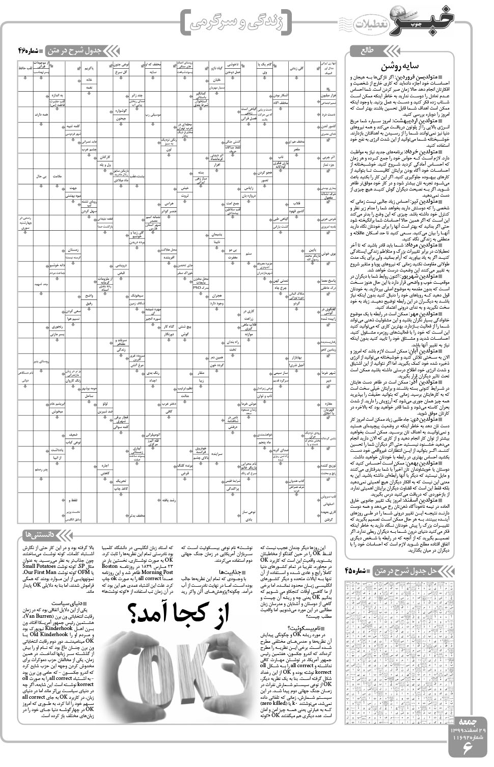 مشاهده صفحه ۶ روزنامه خبرجنوب تاریخ ۲۹ اسفند سال ۱۳۹۹