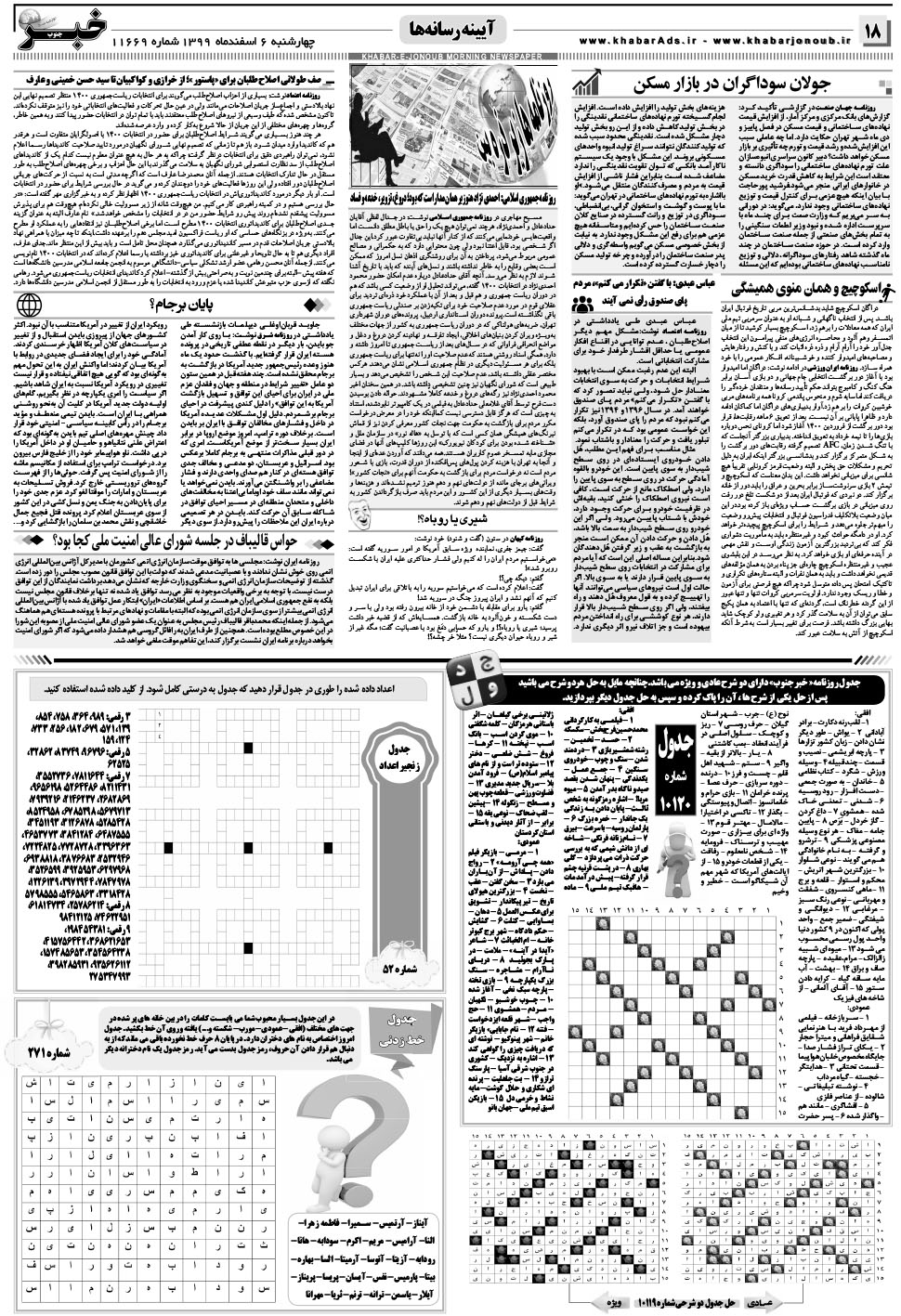 مشاهده صفحه ۱۸ روزنامه خبرجنوب تاریخ ۶ اسفند سال ۱۳۹۹