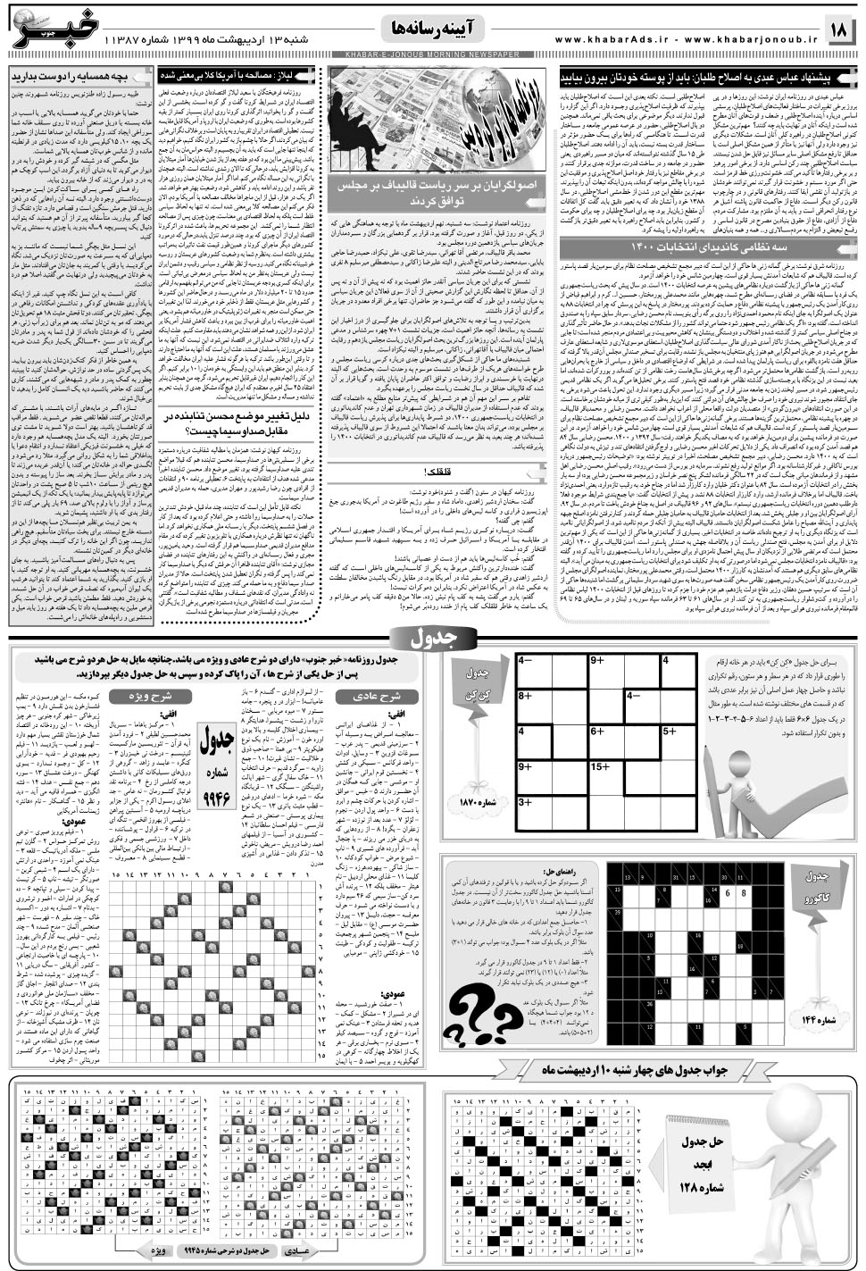 مشاهده صفحه ۱۸ روزنامه خبرجنوب تاریخ ۱۳  سال ۱۳۹۹