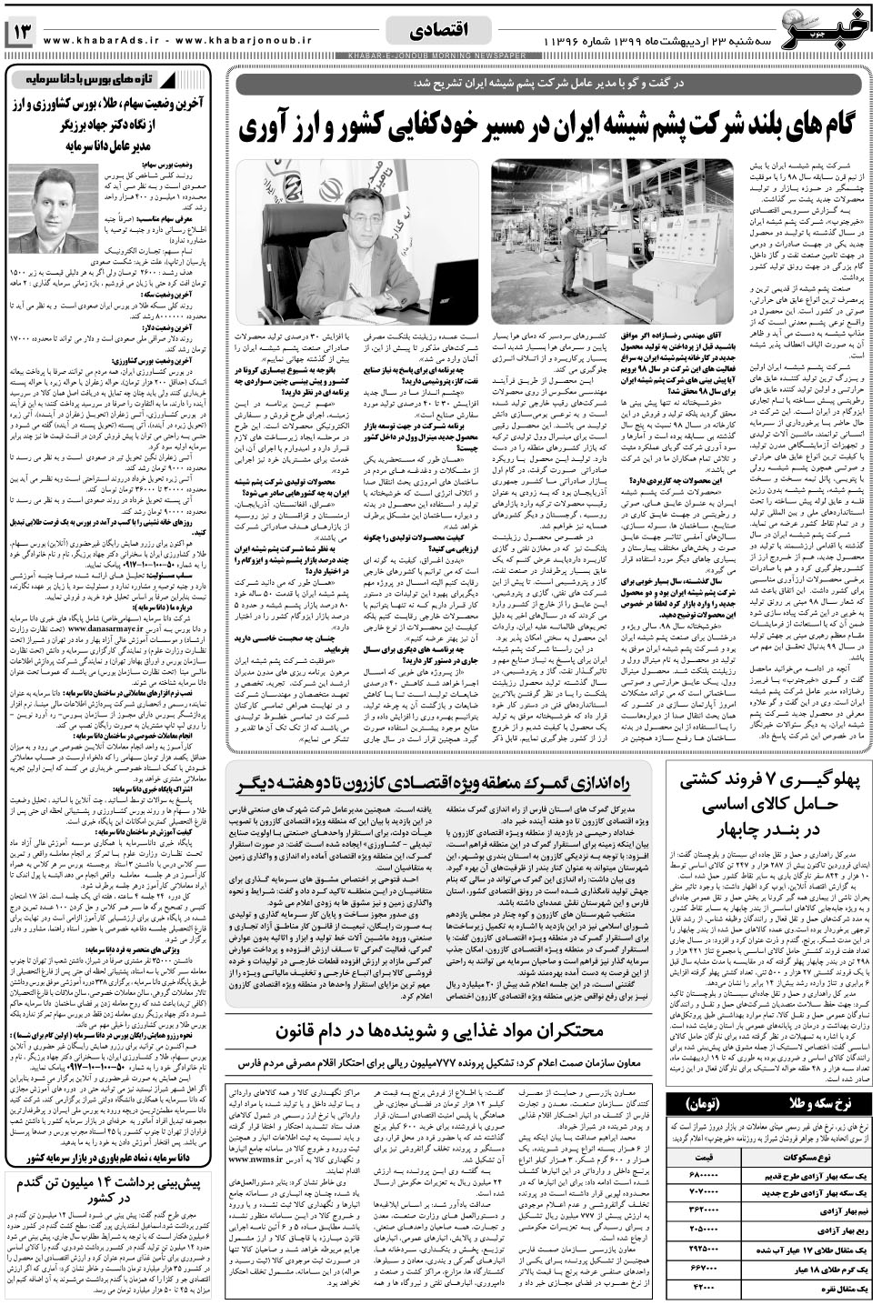 مشاهده صفحه ۱۳ روزنامه خبرجنوب تاریخ ۲۳  سال ۱۳۹۹