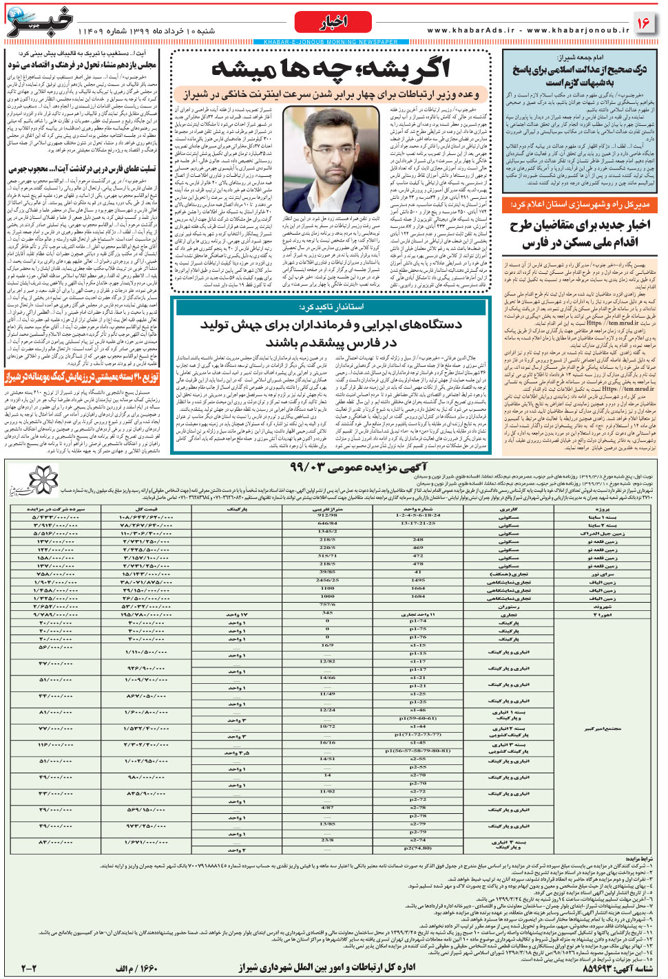 مشاهده صفحه ۱۶ روزنامه خبرجنوب تاریخ ۱۰  سال ۱۳۹۹