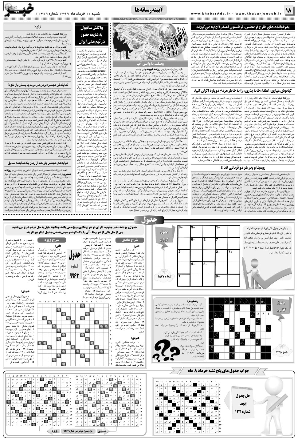 مشاهده صفحه ۱۸ روزنامه خبرجنوب تاریخ ۱۰  سال ۱۳۹۹