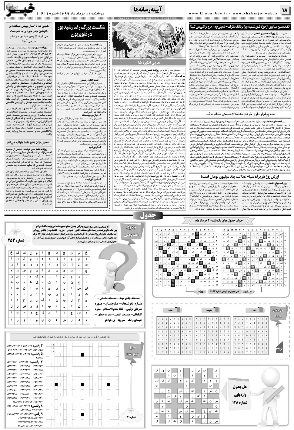 مشاهده صفحه ۱۸ روزنامه خبرجنوب تاریخ ۱۲  سال ۱۳۹۹