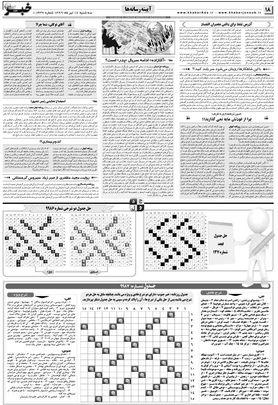 مشاهده صفحه ۱۸ روزنامه خبرجنوب تاریخ ۱۷  سال ۱۳۹۹