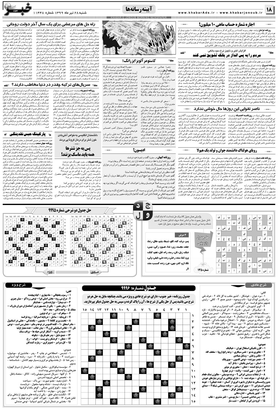 مشاهده صفحه ۱۸ روزنامه خبرجنوب تاریخ ۲۸  سال ۱۳۹۹