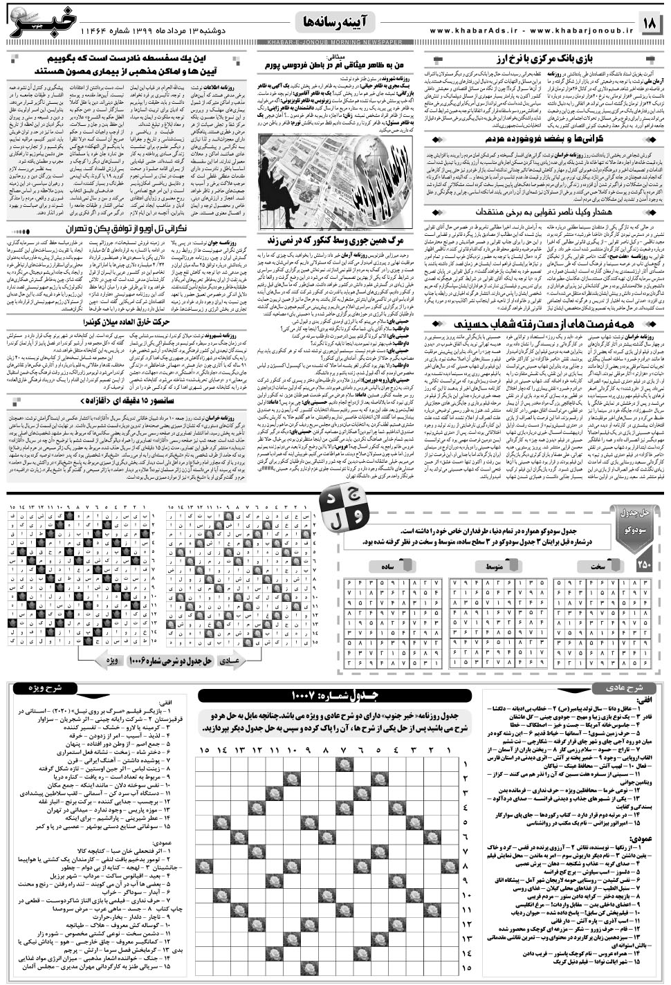 مشاهده صفحه ۱۸ روزنامه خبرجنوب تاریخ ۱۳  سال ۱۳۹۹