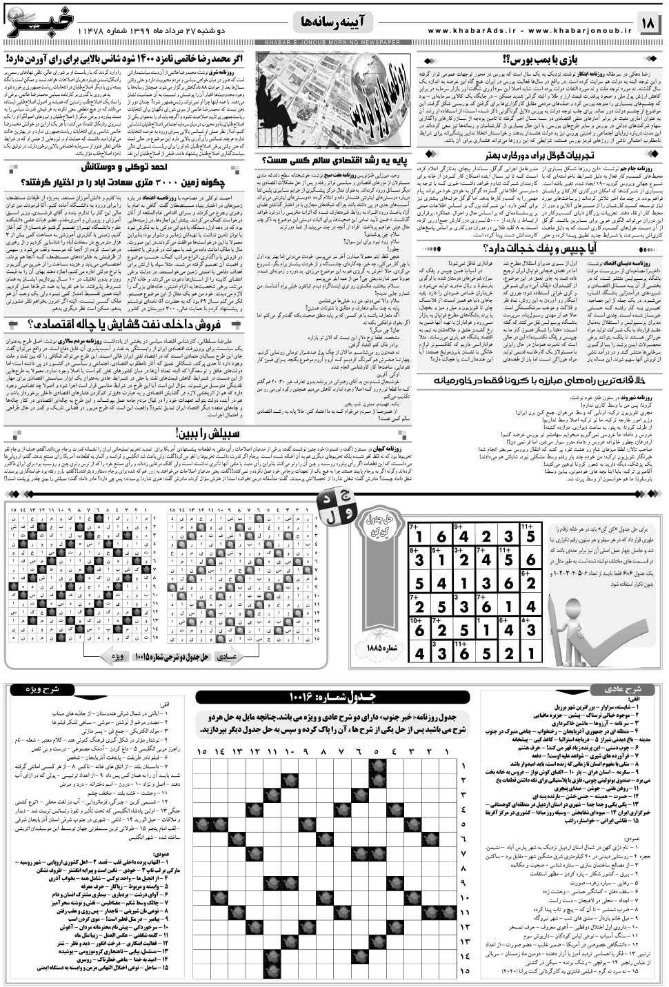 مشاهده صفحه ۱۸ روزنامه خبرجنوب تاریخ ۲۷  سال ۱۳۹۹