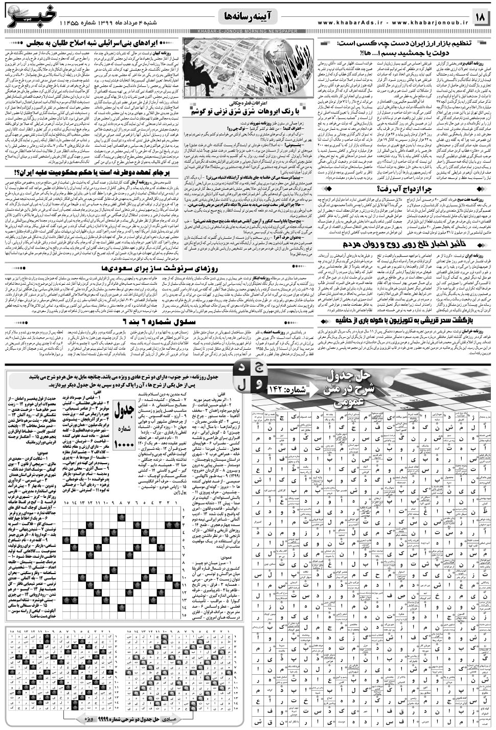 مشاهده صفحه ۱۸ روزنامه خبرجنوب تاریخ ۴  سال ۱۳۹۹
