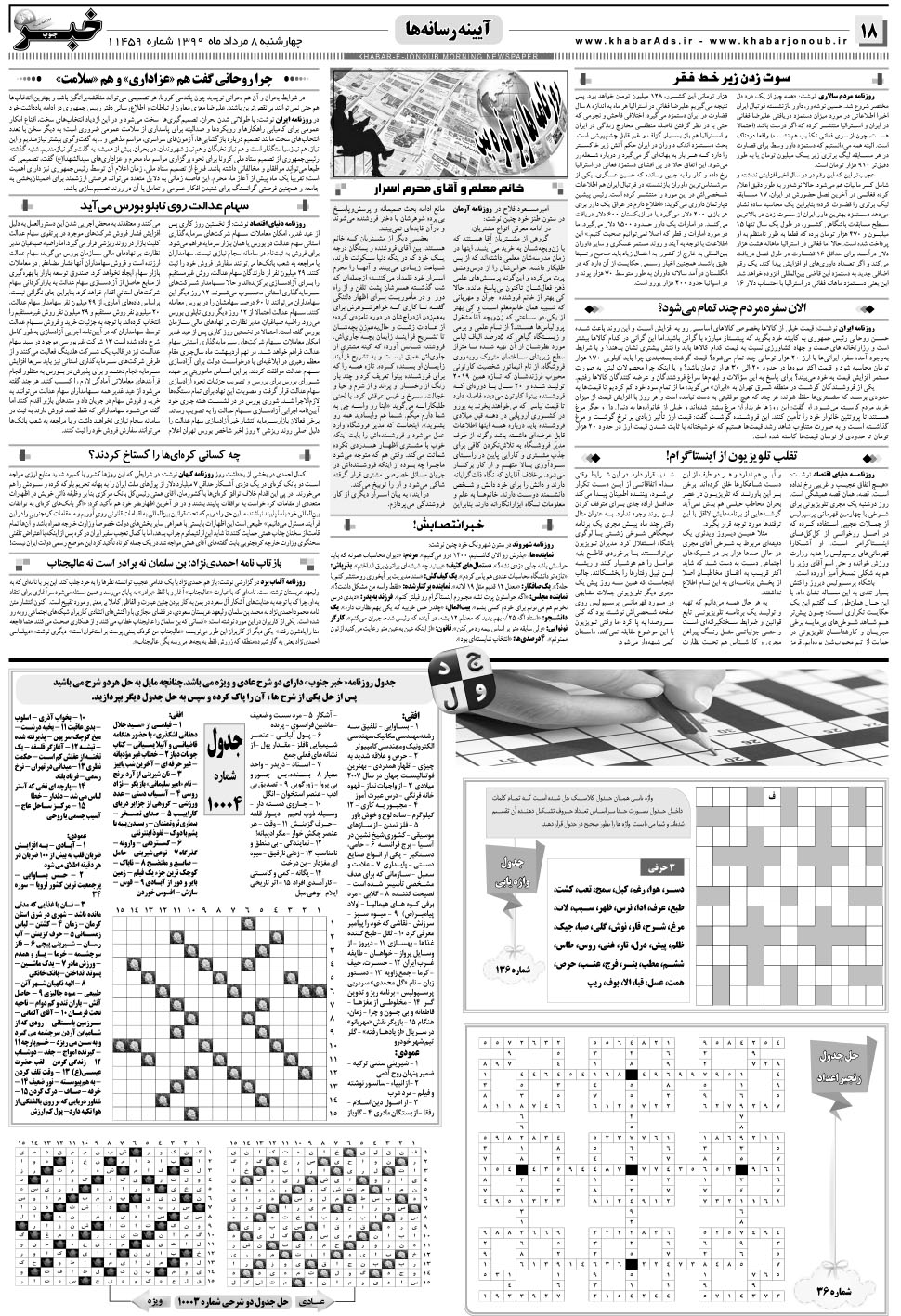 مشاهده صفحه ۱۸ روزنامه خبرجنوب تاریخ ۸  سال ۱۳۹۹