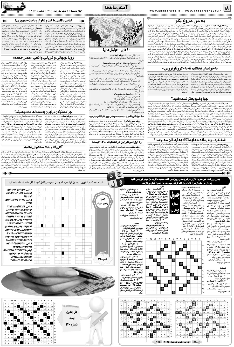 مشاهده صفحه ۱۸ روزنامه خبرجنوب تاریخ ۱۲  سال ۱۳۹۹
