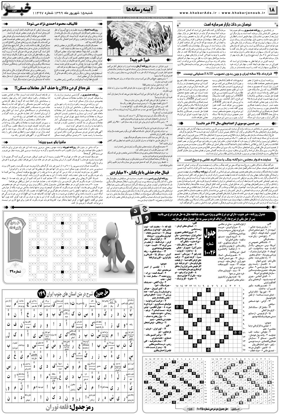 مشاهده صفحه ۱۸ روزنامه خبرجنوب تاریخ ۱۵  سال ۱۳۹۹