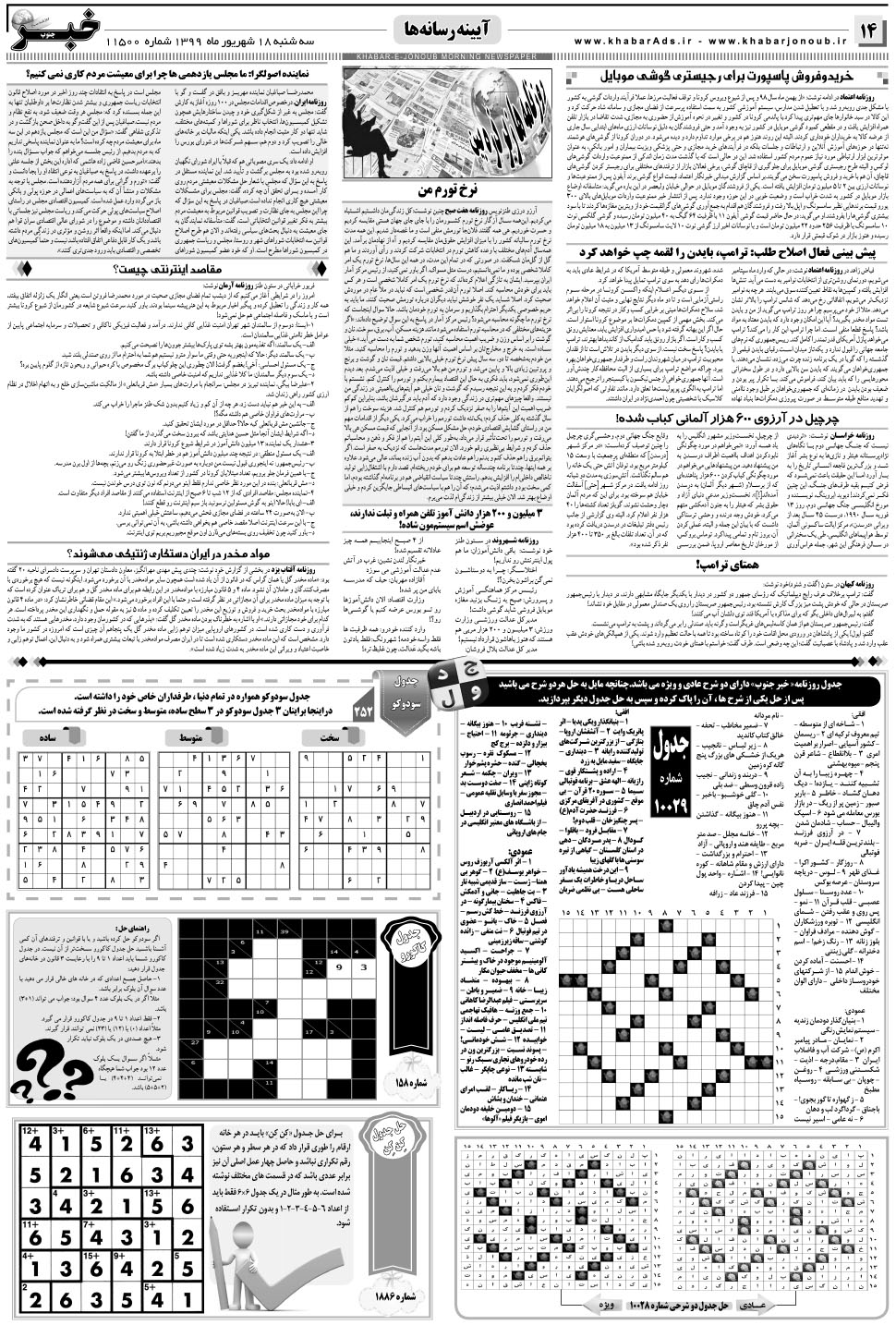 مشاهده صفحه ۱۴ روزنامه خبرجنوب تاریخ ۱۸  سال ۱۳۹۹