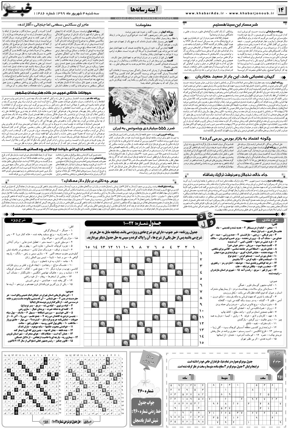 مشاهده صفحه ۱۴ روزنامه خبرجنوب تاریخ ۴  سال ۱۳۹۹