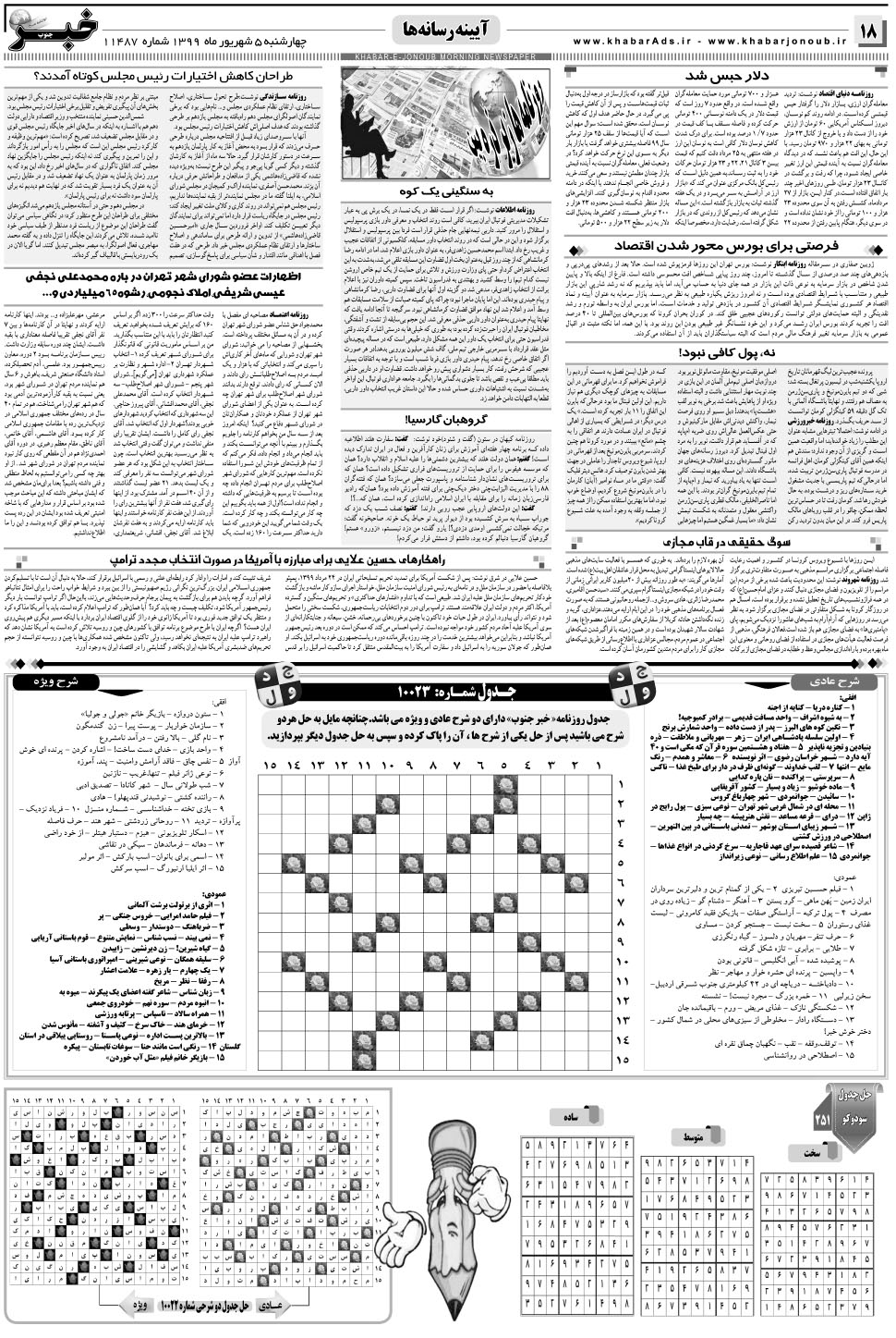 مشاهده صفحه ۱۸ روزنامه خبرجنوب تاریخ ۵  سال ۱۳۹۹