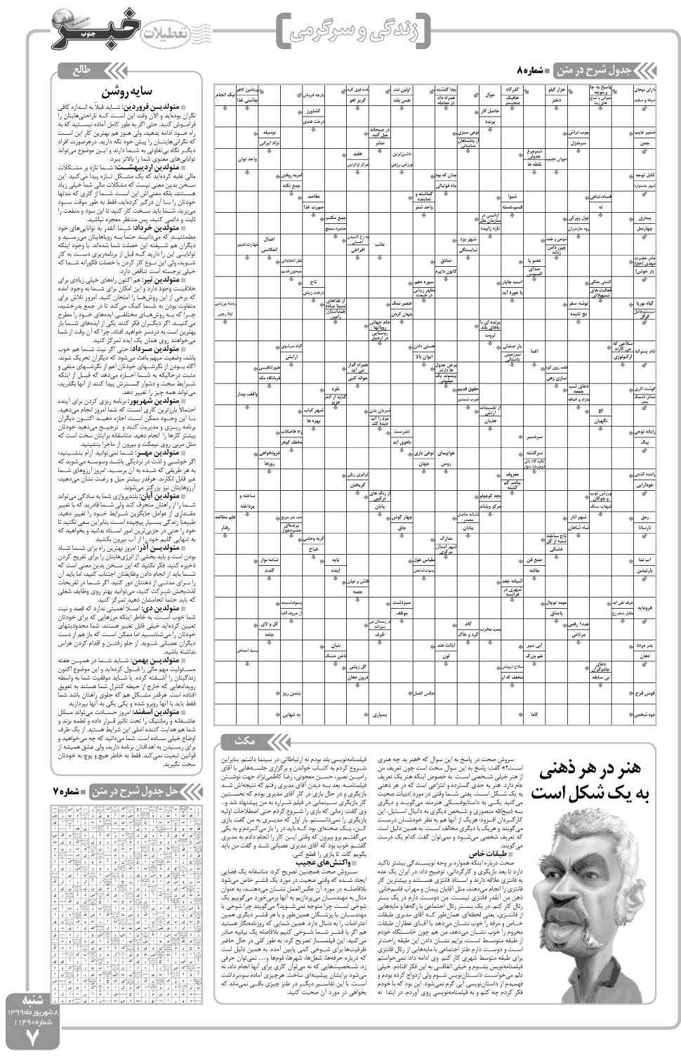 مشاهده صفحه ۷ روزنامه خبرجنوب تاریخ ۸  سال ۱۳۹۹