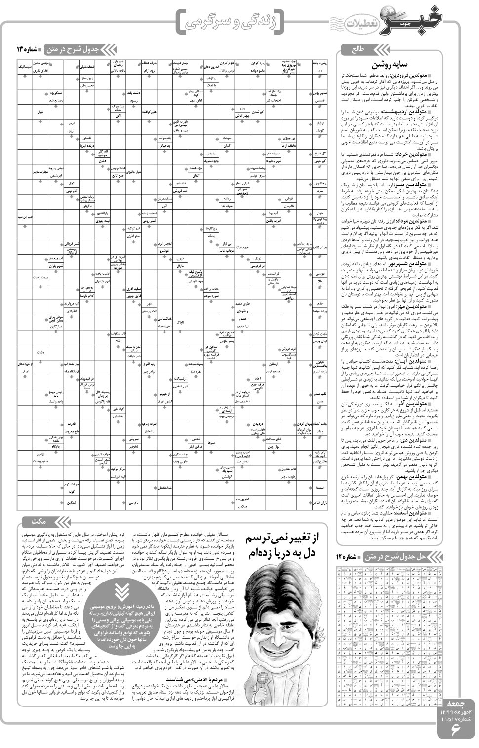 مشاهده صفحه ۶ روزنامه خبرجنوب تاریخ ۴  سال ۱۳۹۹