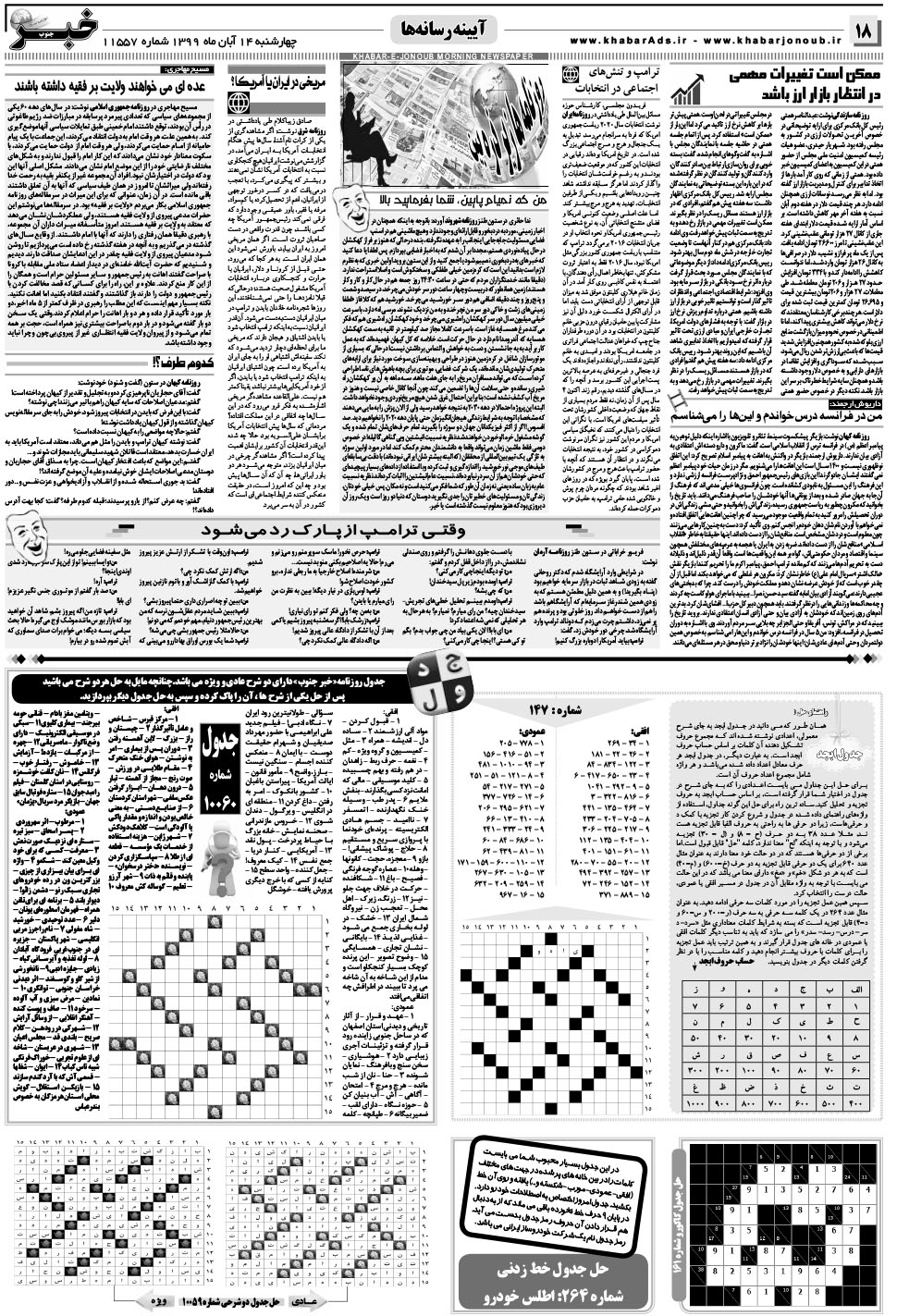 مشاهده صفحه ۱۸ روزنامه خبرجنوب تاریخ ۱۴  سال ۱۳۹۹
