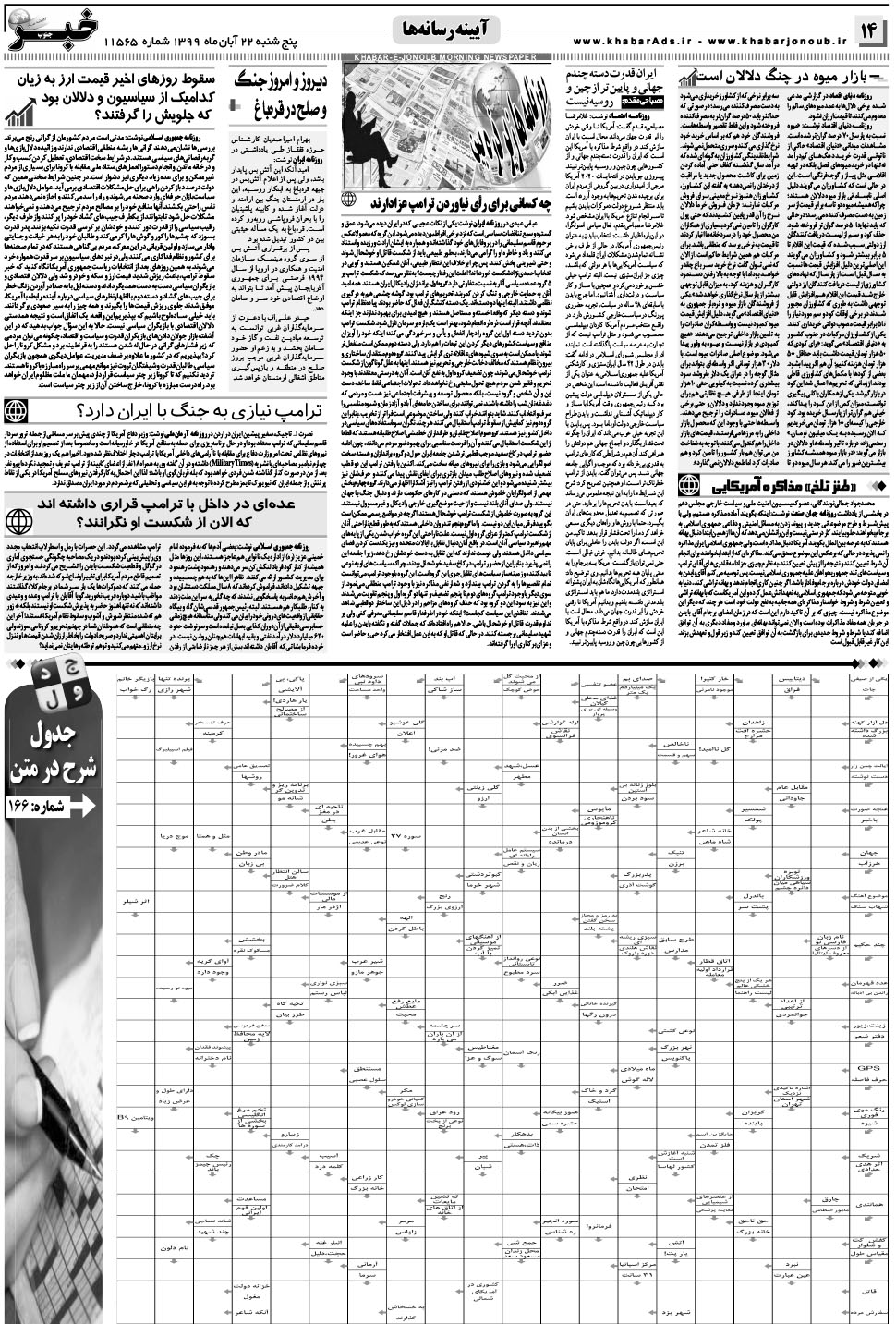 مشاهده صفحه ۱۴ روزنامه خبرجنوب تاریخ ۲۲  سال ۱۳۹۹