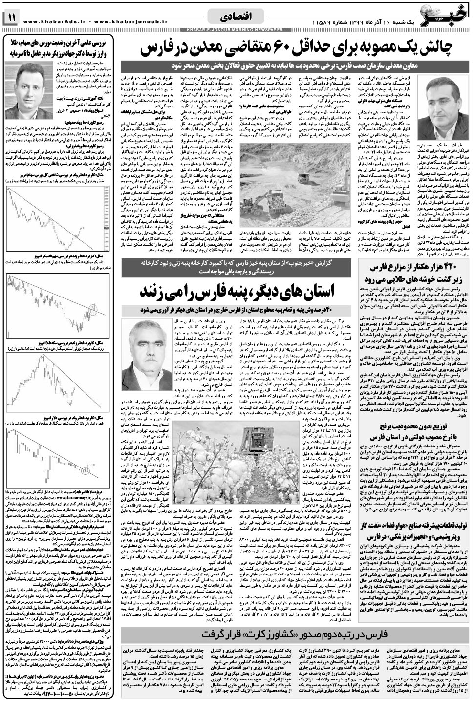مشاهده صفحه ۱۱ روزنامه خبرجنوب تاریخ ۱۶  سال ۱۳۹۹