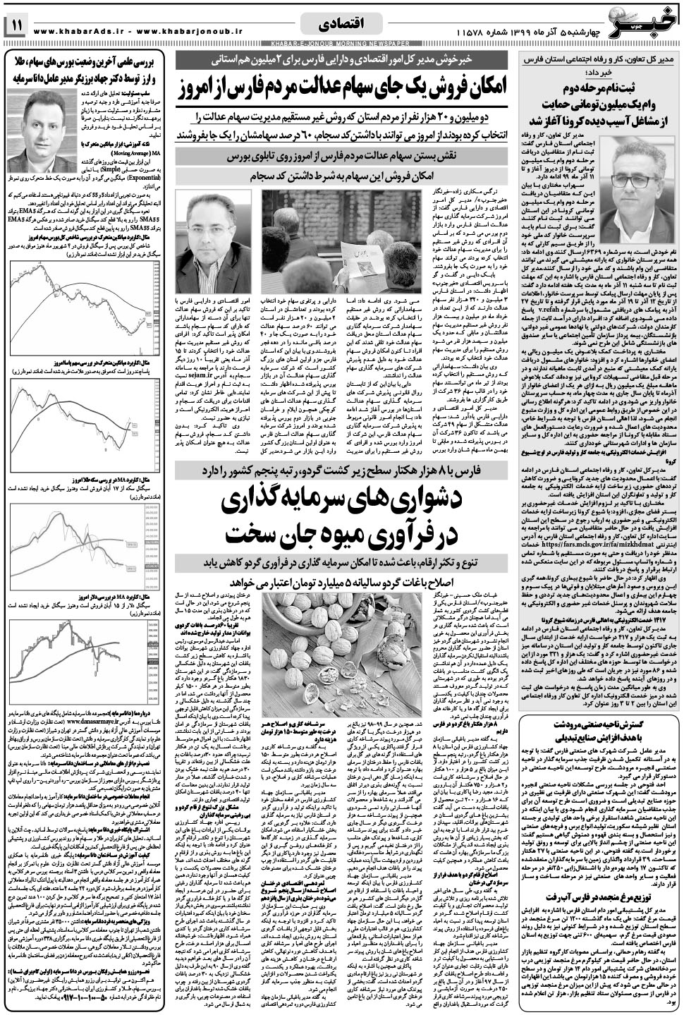 مشاهده صفحه ۱۱ روزنامه خبرجنوب تاریخ ۵  سال ۱۳۹۹