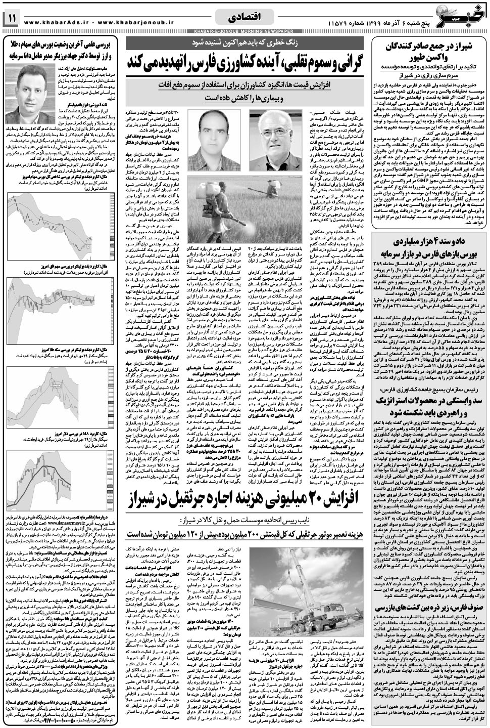 مشاهده صفحه ۱۱ روزنامه خبرجنوب تاریخ ۶  سال ۱۳۹۹
