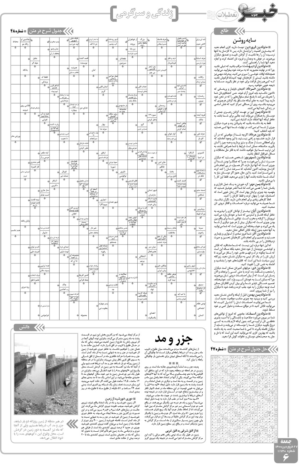 مشاهده صفحه ۶ روزنامه خبرجنوب تاریخ ۲۷  سال ۱۴۰۰