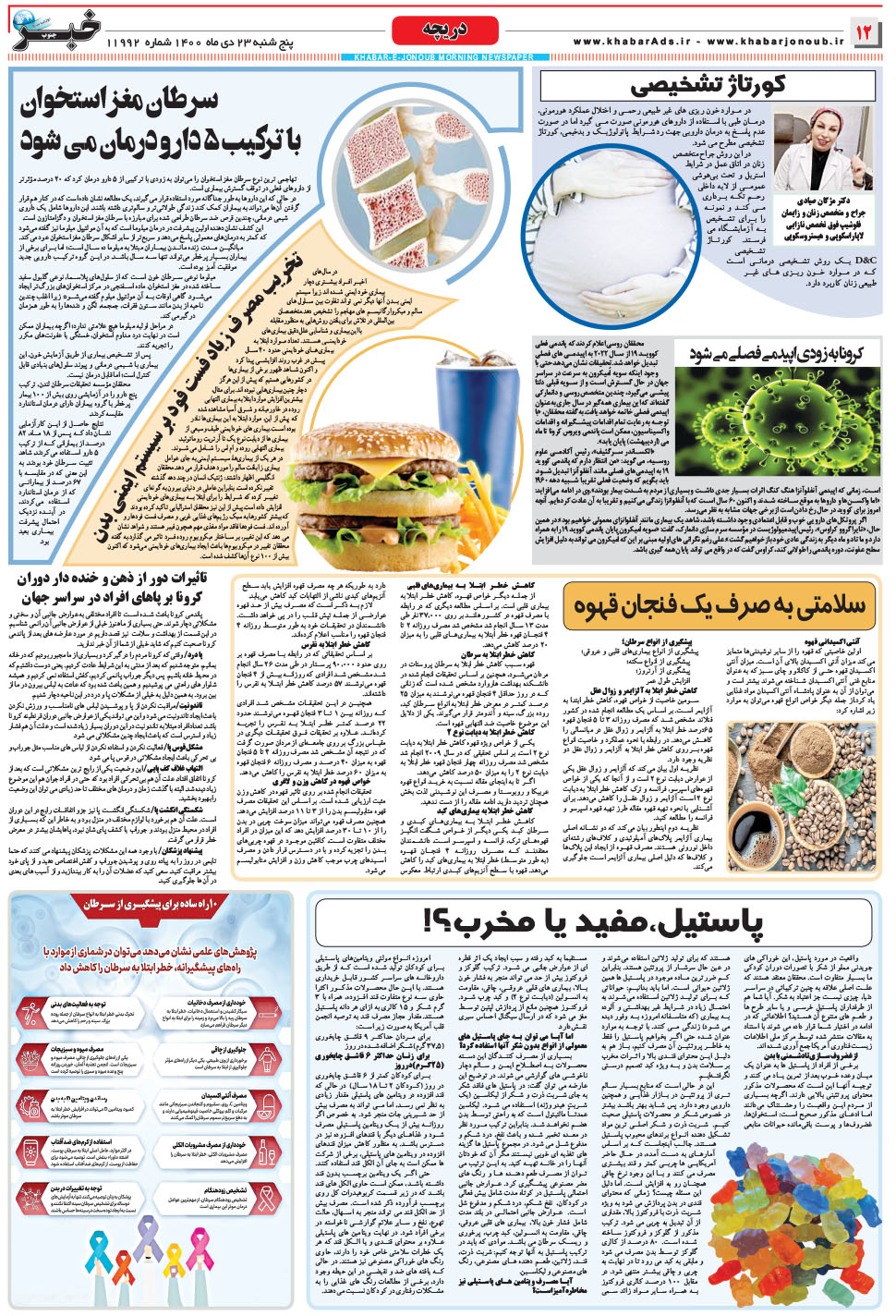 مشاهده صفحه ۱۲ روزنامه خبرجنوب تاریخ ۲۳ دی سال ۱۴۰۰