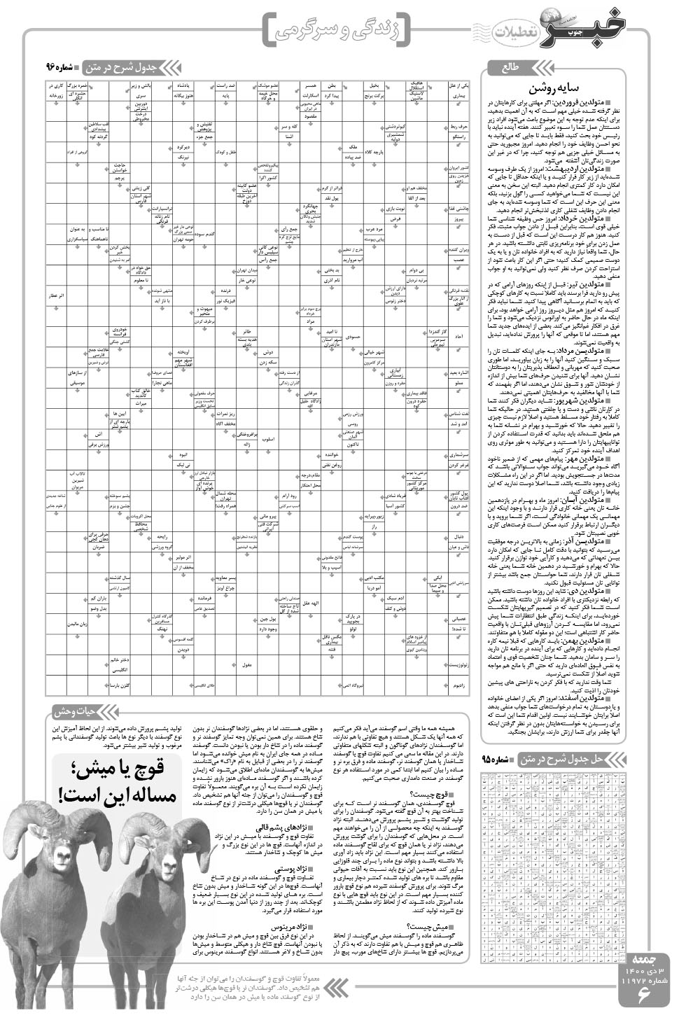 مشاهده صفحه ۶ روزنامه خبرجنوب تاریخ ۳ دی سال ۱۴۰۰