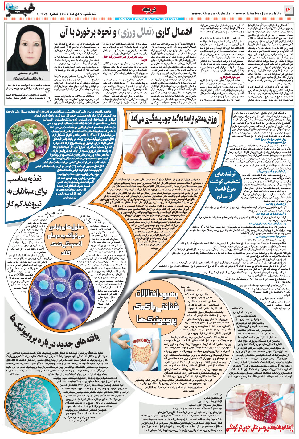 مشاهده صفحه ۱۲ روزنامه خبرجنوب تاریخ ۷ دی سال ۱۴۰۰